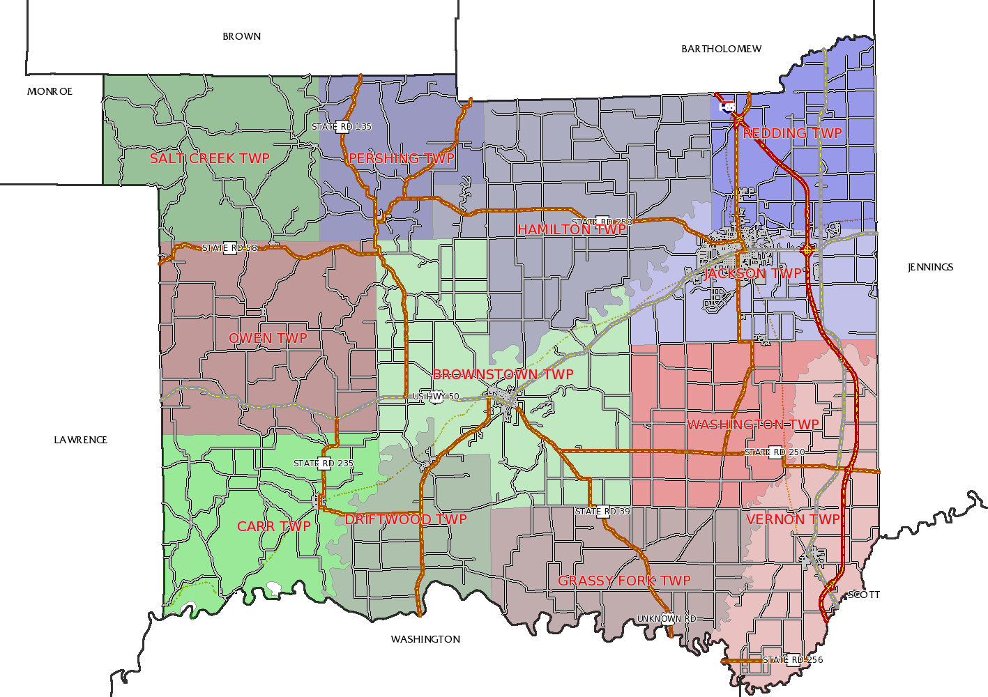 Indiana County Township Map Townships Of Jackson County Indiana